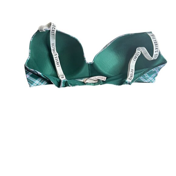 Victoria's Secret T-Shirt Lightly Lined Wireless Bra Size 40D Green Pink Plaid - Picture 5 of 6